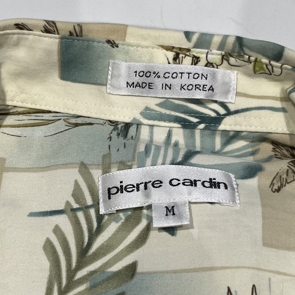 Vintage Pierre Cardin Retro Hawaiian Button Up Shirt Men Medium Island Hut Boat - Picture 8 of 15